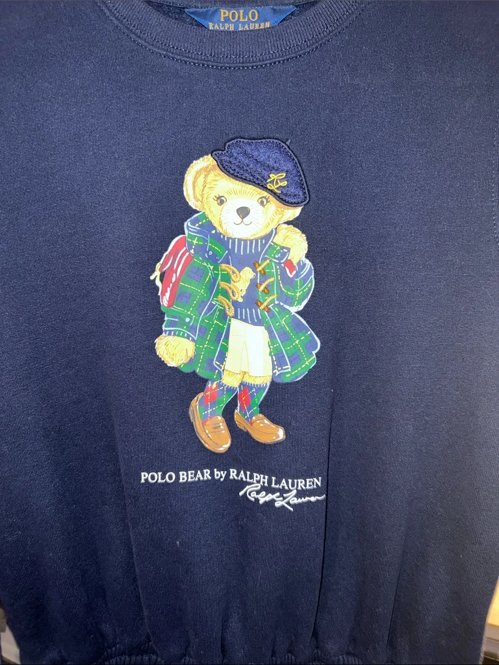 Ralph Lauren Navy Sweatshirt with Embroidered Polo Bear
